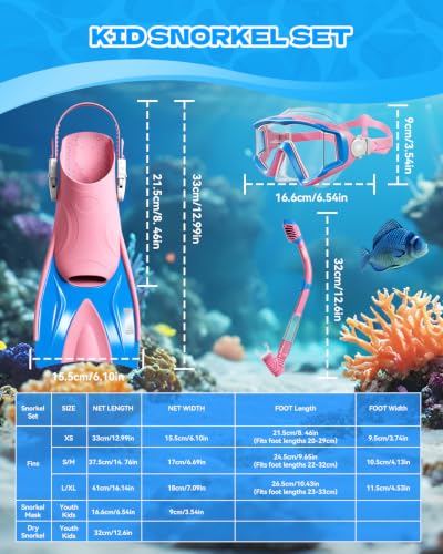 Equipo de Snorkel Aegend para Niños con Máscara, Tubo de Respiración y Aletas miniatura 6