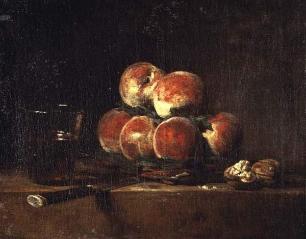 Affiche Toile Panier de pêches Jean Baptiste Siméon Chardin - Décoration Mural 60x90