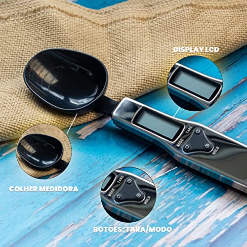 Colher Display Balança Digital Dosador de Precisão Medidora Embutida Tela LCD Cozinha Tempero Nutri