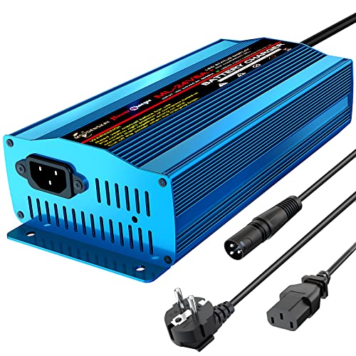 MOUDENSKAY 24V 8Amp Cargador Automático Inteligente Con Conector XLR para Scooter, Silla de Ruedas, Coche y Moto - Soporte de Goteo Con Interruptor