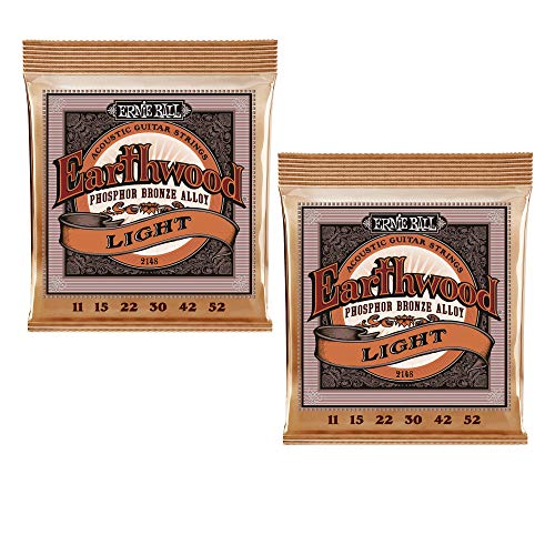 Ernie Ball 2148 Earthwood Lot de 2 cordes pour guitare acoustique Bronze phosphoreux 11-52 - Les Beatles, Paul McCartney, John Lennon, RIngo Starr, George Harrison Ernie Ball 2148 Earthwood Lot de 2 cordes pour guitare acoustique Bronze phosphoreux 11-52