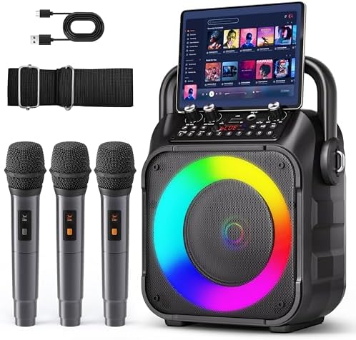 Amazon.com: Karaoke Machine, Portable Bluetooth Speaker with 3 Wireless ...