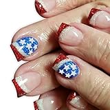 Uñas postizas para el Día de la Independencia, 4 de julio, patrióticas, de acrílico, para el Día de la Independencia