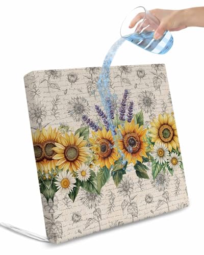 Hokiten Sunflower Outdoor Cushion Chair Cover Set of 2 - Waterproof Couch Seat Covers, Summer Botanical Lavender Farmhouse Patio Furniture Protector Cushions Slipcovers for Sofa/RV, 22