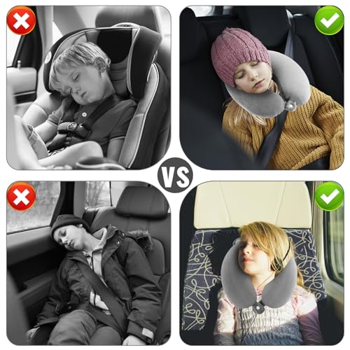 Litimkat Oreiller Cervical Pour Enfantsoreiller De Voyage Portable Oreiller En Mousse A Memoire De Forme En Forme De Uvoyage Aviontrain Bureaumotif Animal Mignontaie Doreiller Amovible Gris