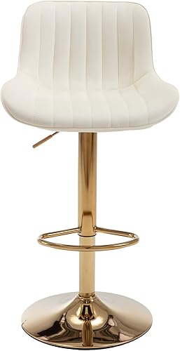 Miniatura 6 de Homtique Gold - Juego de 2 taburetes de bar giratorios ajustables en altura de mostrador, moderno taburete de bar de terciopelo con respaldo bajo y