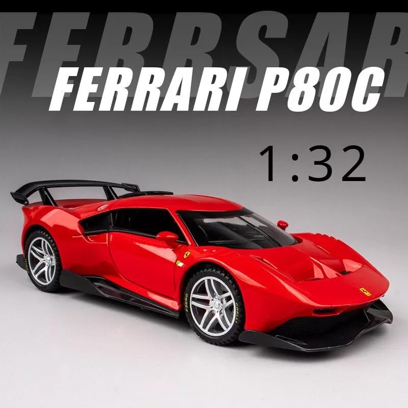 Image of 1:32 Ferrari Model P80C Scale Model Car - Exclusive Alloy Metal Pull Back Die Cast Car Toy with Openable Doors, Light & Music - Best Gifts for Kids【Colors as Per Stock】