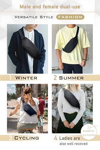 sling bag for men and women,crossbody bag Fashion Waist Packs Water-resistant,RFID belt bag passport holder,Shoulder Bag Multipurpose Sling Backpack for Travel (Black)
