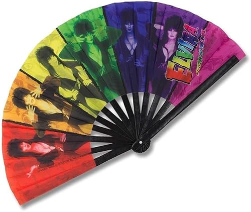 Kreepsville 666 Elvira Rainbow Ventilador plegable de tela de mano Orgullo ventilador amante de la oscuridad