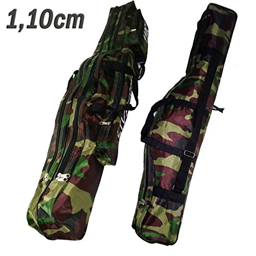 BazarTamara Funda Bolso para Caña de Pescar 110cm Color Camuflaje Bolsa Doble de Pesca para Cañas y Accesorios