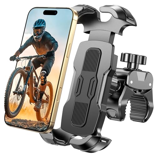 Rolgno Bike Phone Holder, [Quick Release & 360° Rotation] Motorbike Phone Mount, Secure Lock Motorcycle Phone Holder for 4.7-6.9 Phones, Universal Handlebar Phone Mount for Bicycle/Moped/Scooter