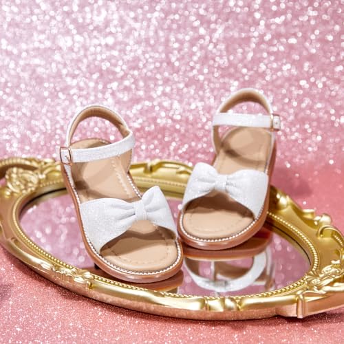 Image of Kolan Toddler Girl Sandals Open Toe Flat Princess Dress Shoes Little Kids