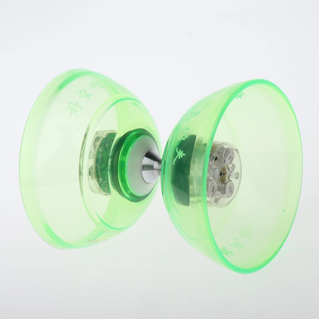 Qianly Diabolo mit LED Beleuchtung für Jonglierübungen, Inklusive Handsticks Und Schnur, Grün