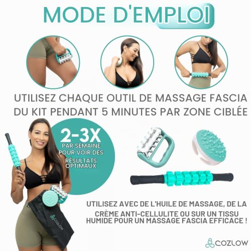 Kit de rouleaux de fascia 3 en 1, aide à réduire l'apparence de la cellulite et aide à augmenter la circulation, masseurs de fascia pour les cuisses, les hanches, les bras et le corps par Cozlow – vue 5