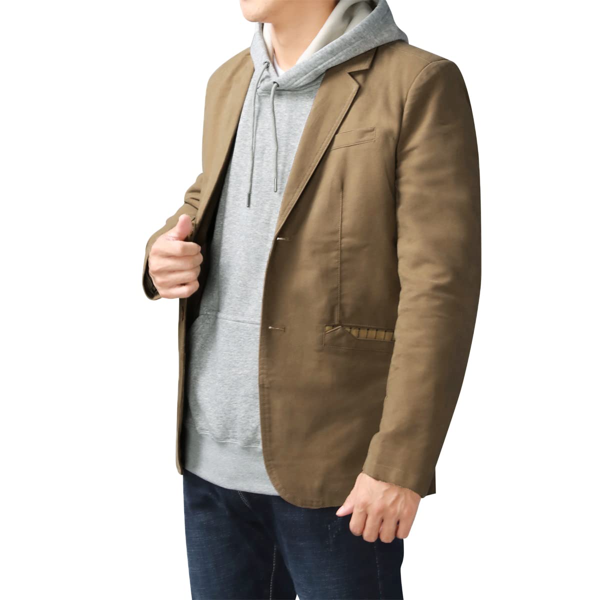 Allthemen Blouson Homme en Coton Slim Fit Blazer Veston Casual Jacket Deux Boutons
