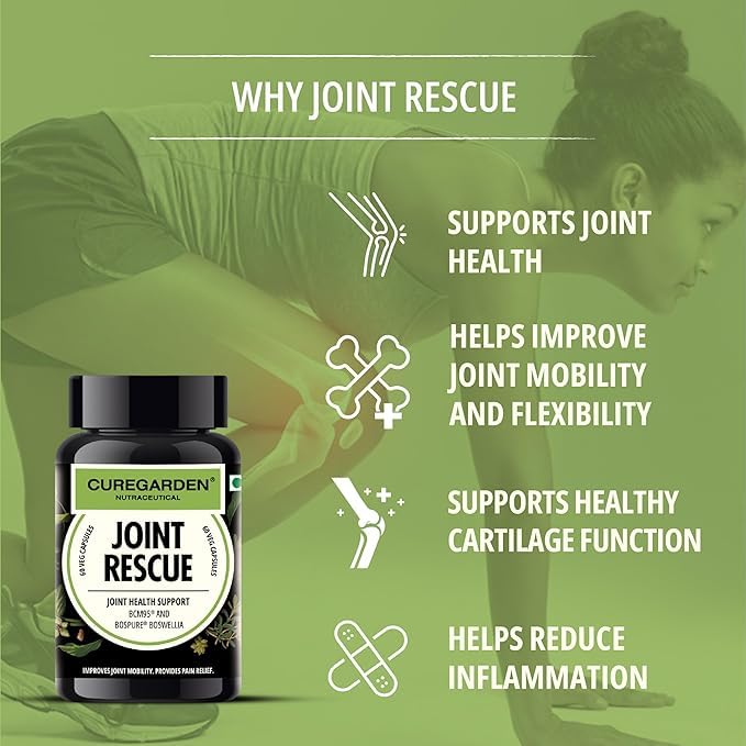 Curegarden Joint Rescue - Joint Support Supplement with Curcumin & AKBA Boswellia Extract - Reduce Inflammation, Improve Mobility & Flexibility - Suitable for Arthritis Pain &joint pain Relief - 30 Capsules - Image 8 thumbnail