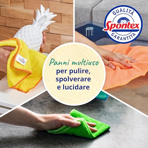 SPONTEX Panni in microfibra per la pulizia | 16 panni per pulizia in microfibra | Da utilizzare come panni per la polvere o per la cucina | 30 x 30cm | Colori assortiti | 16 pz. - immagine 4