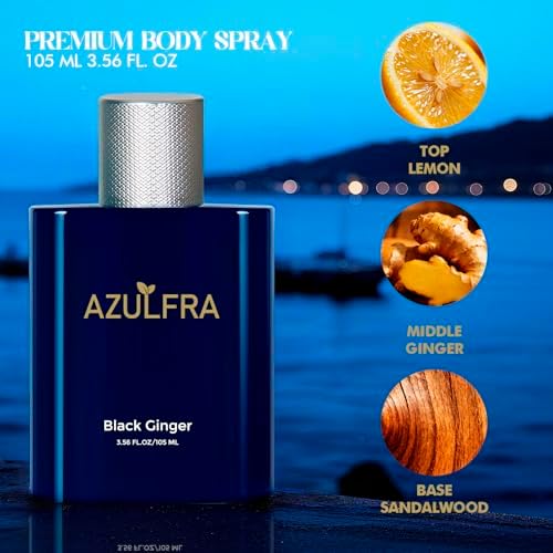 Azulfra Body Spray for Men 3.56 Fl.Oz, Notes of Lemon Ginger Sandalwood - 1