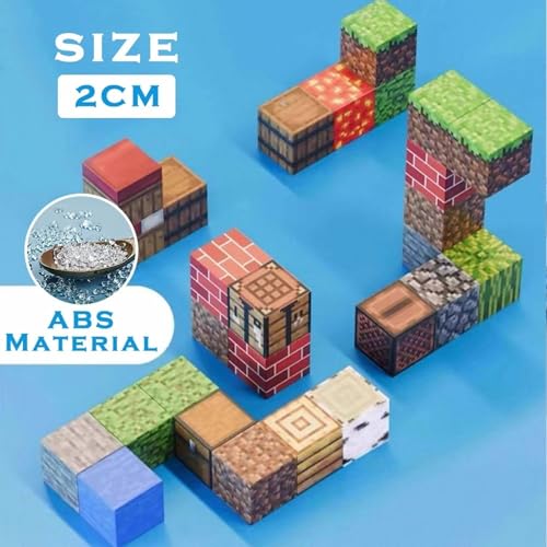 Image of SHAKTISM Magnetic Building Blocks Set for Kids, 27 PCS Magnetic Construction Cubes, Minecraft Style, Creative STEM Learning Toy, Educational Magnetic Building Set for Boys & Girls Age 3+