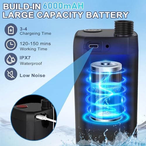 Kit de ducha portátil para camping HeiPen con batería recargable de 6000mAh y pantalla LED inteligente, para camping, senderismo, RV, playa y viajes miniatura 2