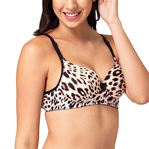 Image of Joomie Heavily Padded Printed Bra| Push-up Bra| Non-Wired | T-Shirt Bra (Random Colours as per Availability - Print Varies)