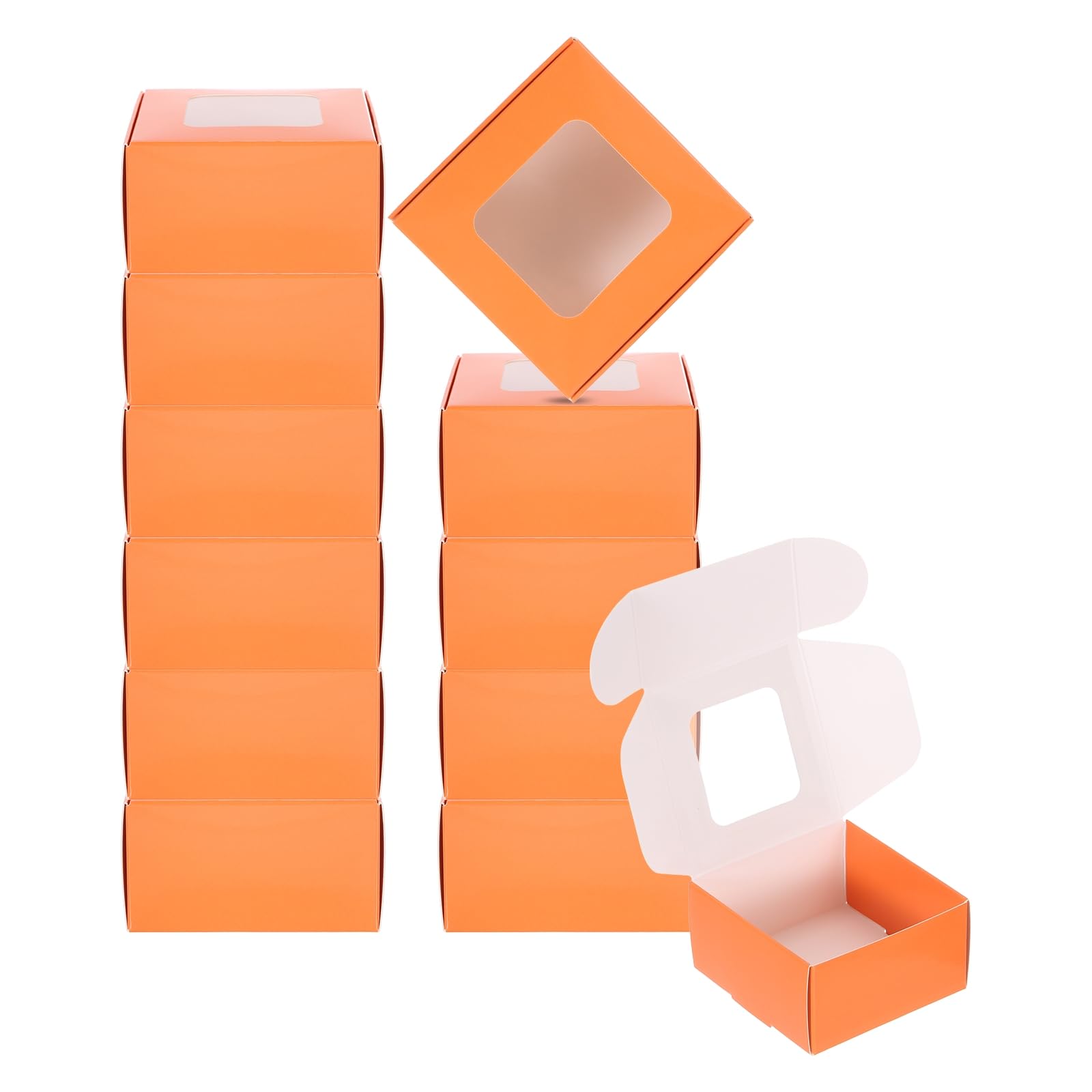 PATIKIL 3"x3"x1.5" Paper Soap Box with Window, 30 Pack Homemade Soap Boxes Square Presents Packaging Boxes for Birthday Christmas DIY Craft, Orange