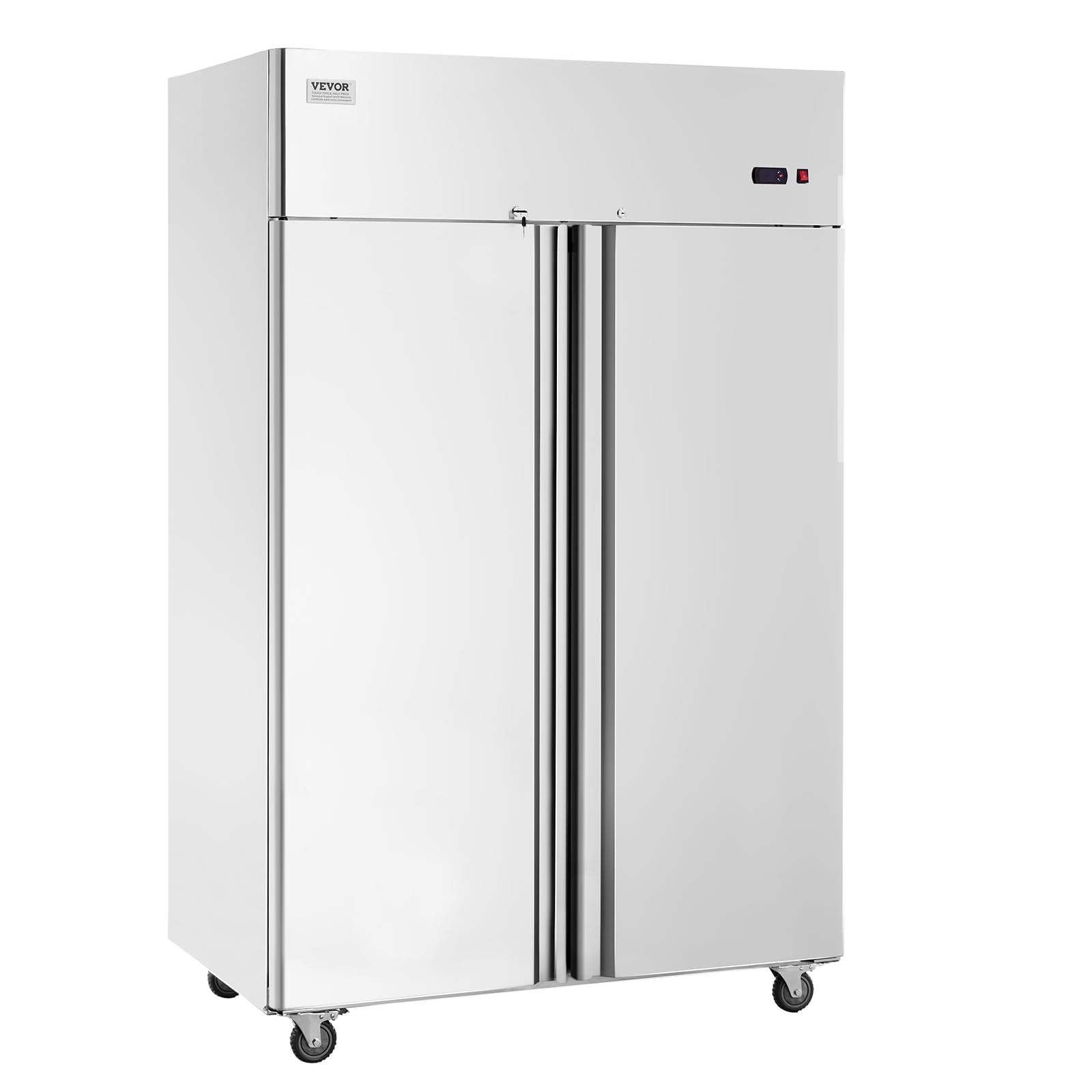 VEVOR Congelatore Commerciale 1382 x 800 x 2110 mm Congelatore Verticale a 2 Porte 1252 L in Acciaio Inossidabile con Sbrinamento Automatico, 6 Ripiani Regolabili, Controllo Temperatura -25 a -15°C