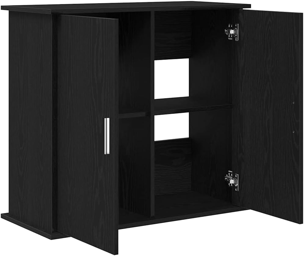 vidaXL Aquarium Stand Black Oak 31.9x14.2x28.7 Engineered Wood