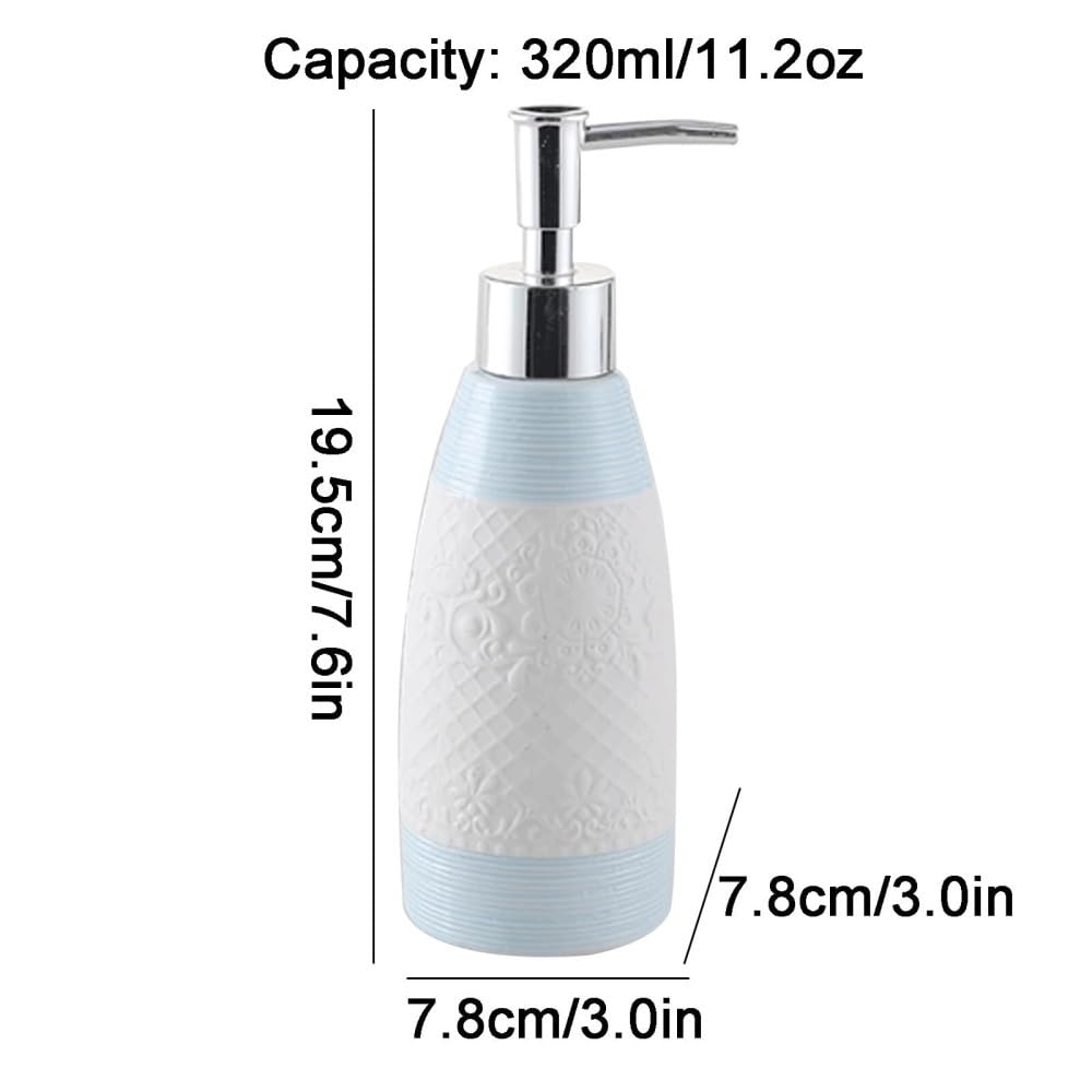 Distributore di Sapone Manuale da 11,2 oz/320 ml, distributore di Sapone Liquido in Ceramica, distributore di Sapone da appoggio per Doccia