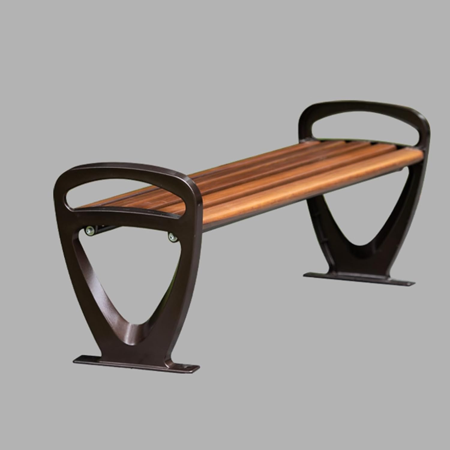 Patio Garden Bench, Outdoor Metal Loveseat Chairs with Armrests Slatted Seat and Curved Backrest for Park, Yard, Porch, Lawn, Balcony, Backyard, Weather-Resistant(47x15.7x21.6in)