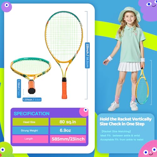 AboveGenius 23 inch Kids Tennis Racket Set for Junior Youth Age 6-8, Beginner Tennis Racquet Kit for Kids with 3 Balls & Carry Case, Ultra Lightweight Training Equipment for Boys Girls by AboveGenius - Image 8