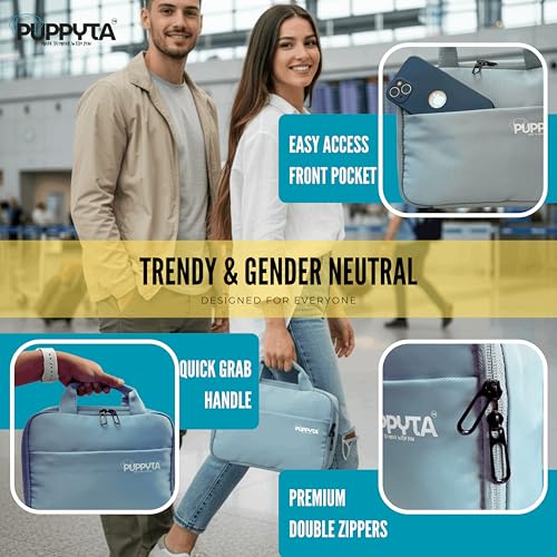 Image of Water Resistant Toiletry Pouch for Men & Women - Travel Pouch Bag for Men with Hanging Hook, Multi-Compartment Organizer, Lightweight & Spacious | Medicine Pouch for Travel | Free Travel E-Book