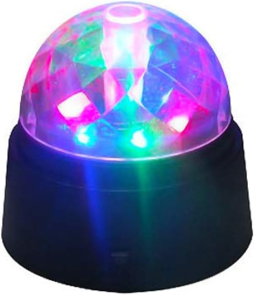 Rotating Crystal Ball LED Light Dome Battery-Operated 3.5" inch Party Event Stage Effects Lighting