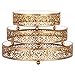 Amalfi Decor Cake Stand Plateau Riser Set of 3 Pack, Mirror Dessert Cupcake Pastry Candy Display Plate for Wedding Event Birthday Party, Round Metal Pedestal Holder, Gold