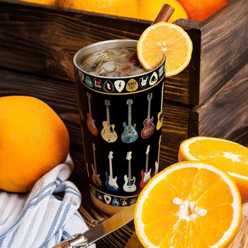 64HYDRO 20oz Electric Guitar Tumbler Cup - Music Gifts for Men, Musicians, Guitar Players - Insulated Travel Coffee Mug With Lid - Valentine's Day Gift — view 2