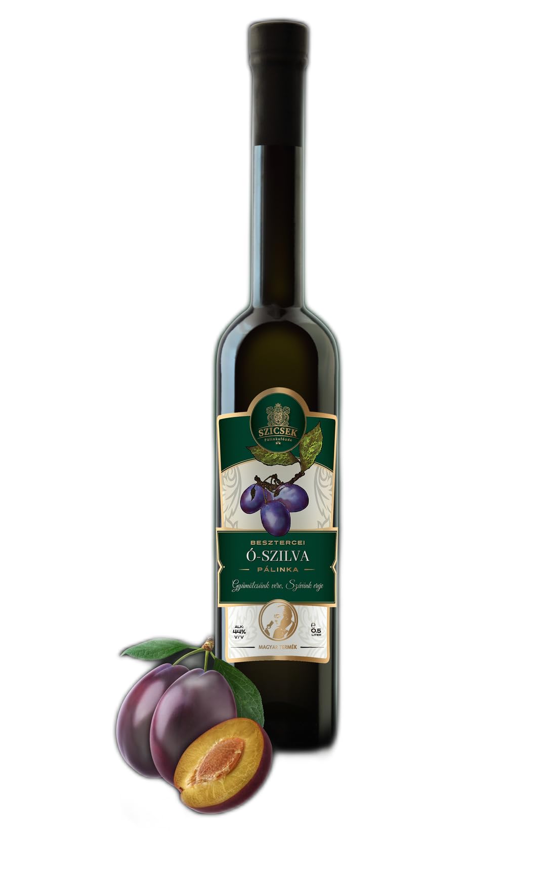 Szicsek Palinka | Premium Plum Palinka 44% ABV | Artisan Fruit Brandy | 100% Natural, Gluten Free, GMO Free | 500 ml
