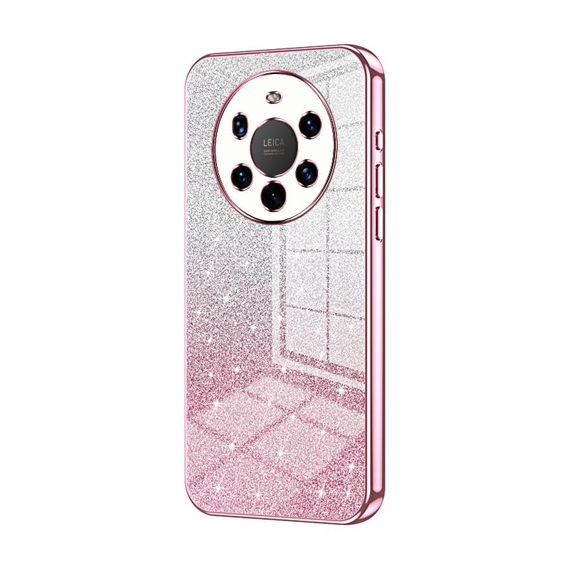 Carcasa de telefono Compatible con la funda Huawei Mate 40 Pro Plus, funda protectora híbrida con galvanoplastia con purpurina transparente, delgada, transparente, antiarañazos, absorción de golpes, c