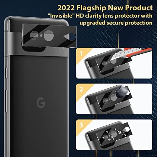 [4 Pack]for Google Pixel 7 Screen Protector Tempered Glass[2 Pcs]for Pixel 7 Camera Lens Protector[2 Pcs]3D HD Fingerprint Unlock Protector Including Easy Install Kit for Google Pixel 7 5G