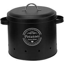 Kitchen Storage Canister Food Storage Container with Lids Metal Vintage Vegetables Storage Bin Potato Storage Tins for Home, Large Black