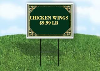 Chicken Wings $9.99 Lb St. Patrick'S Day Irish Clover Fancy Gold Single Sided 18x24 in. Yard Road Sign w/Stand