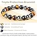 AD Beads Handmade Gemstone Stretch Elastic Bracelet Crystal Healing Reiki Nature's Beauty and Spiritual Essence Unisex (8mm, Triple Protection (Strong Protect))