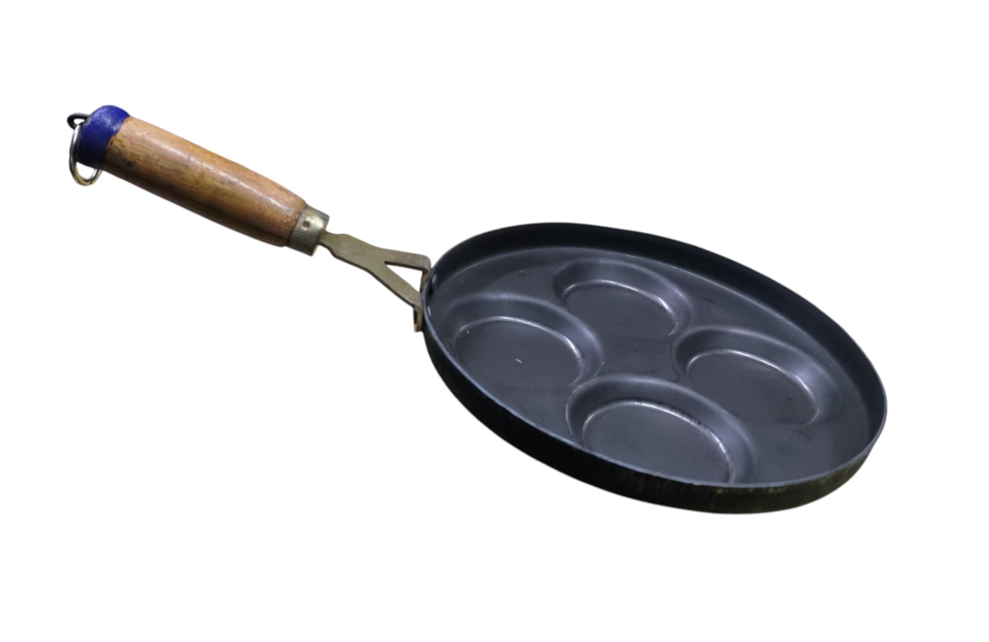 Mathi Traders Food Grade Black Iron 4pit Mini Uthappam Maker (Multi Snack, Mini Pancake Tawa Crepe Maker Egg Mold) (Wooden Handle Tawa)-image-47