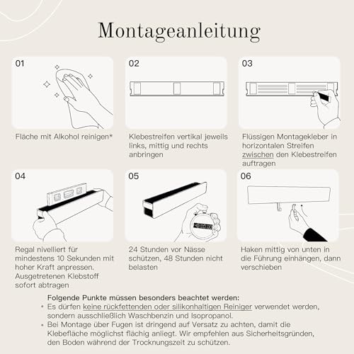 Designfabrik Hamburg Duschablage ohne Bohren | Badezimmer Organizer | Duschregal ohne Bohren | Badregal | Hängeregal | Wandregal | Duschkorb selbstklebend | Duschablage Schwarz 30 cm