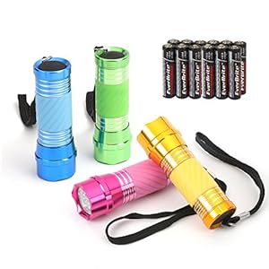 EverBrite Mini LED Taschenlampe 4-tlg. kleine Taschenlampe mit Lanyard, farbige Handlampe Kinder mit 12 AAA Batterien VORMONTIERT, Mitgebsel Geschenk Kindergeburtstag Gastgeschenke