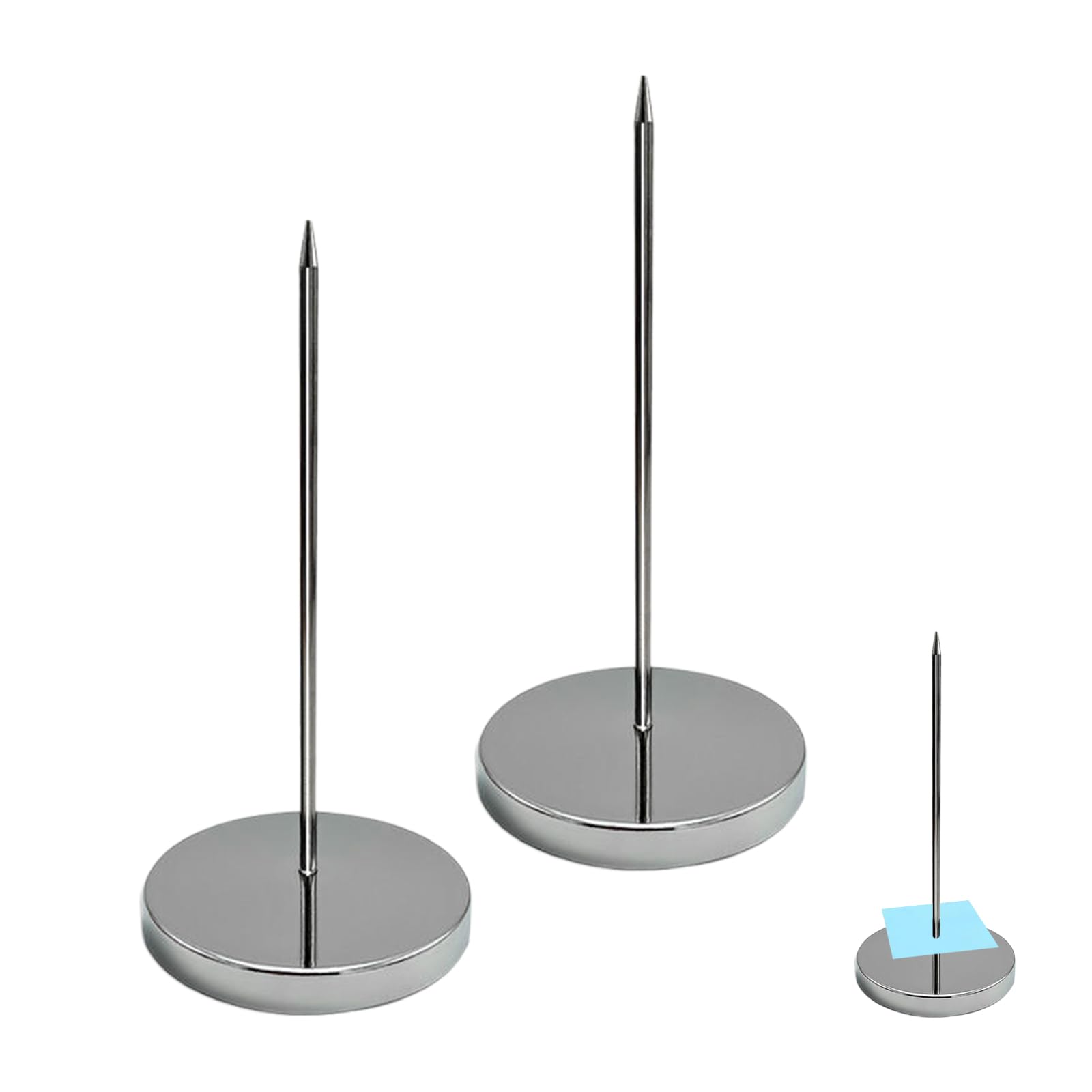 2 Pcs Metal Receipt Spikes, Receipt Silver Paper Holder, Receipt Holder Spike, Receipt Organiser Desk Organiser for Tickets, Checks & Invoices,Office & Restaurant, Bill Use