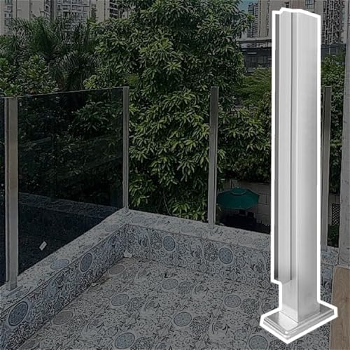 Heavy Duty Glass Balustrade Pillar with Slots & Base, 44in (110cm) Railing Column for Fencing, Guardrails, Partitions & Terraces - Vitreous Banisters Post (B-Corner)