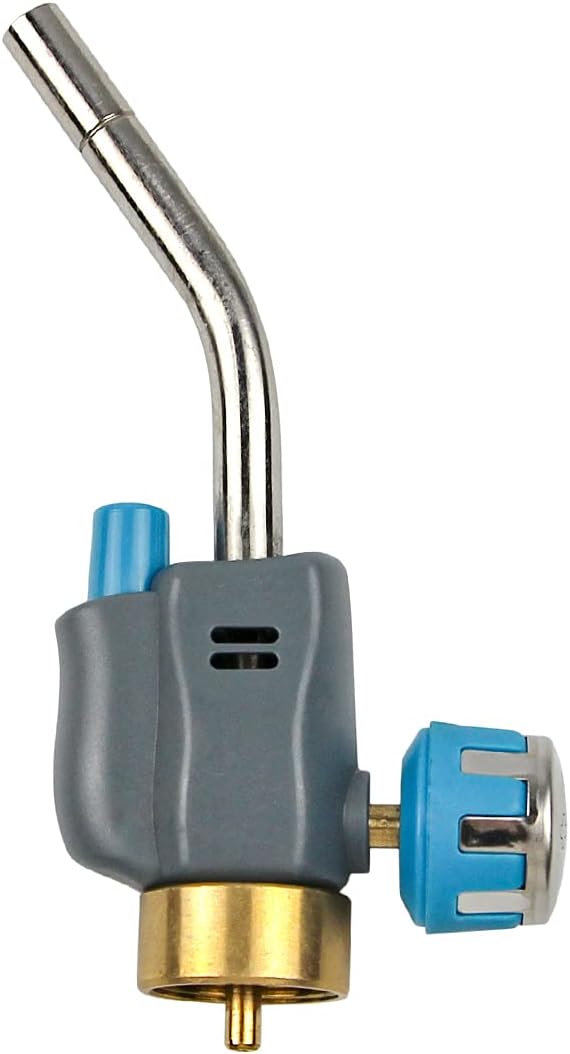 BLUEFIRE Trigger Start Gas Welding Torch Nozzle Head Full Metal Gas Knob Piezo Self Ignition Fuel by MAPP MAP PRO Propane Cylinder Soldering Brazing Triple-Point Flame