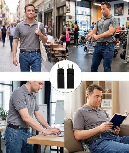 Image of No Buckle Stretch Belt for Men & Women with Metal Hooks | Adjustable Elastic Buckleless Waist Belt for Jeans, Trousers & Pants | Invisible Comfort Belt for Daily Wear & Travel