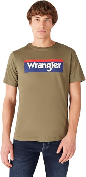 Wrangler Lightweight 3 Color Logo Erkek Haki Bisiklet Yaka Tişört