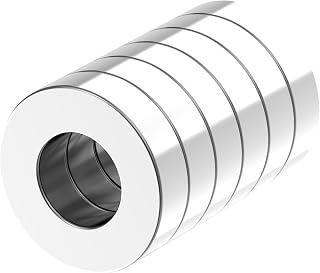 Super Strong N52 Ring Magnets - 1.00" OD x 1/2" ID x 1/4" Thick - 6 Pack, Heavy Duty Neodymium Magnet Ring, Round Rare Earth Magnet with Hole for Office, Home,Workshop,DIY Craft Projects